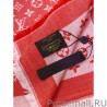 Top Quality Denim Monogram Shawl 140 Red