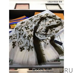 Wholesale Edge Pattern Monogram Cashmere Schawl Beige