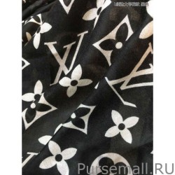 1:1 Mirror Edge Pattern Monogram Cashmere Schawl Black