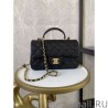 Top Grained Calfskin Mini Flap Bag with Top Handle AS2431 Black