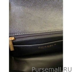 Top Grained Calfskin Mini Flap Bag with Top Handle AS2431 Black