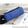 Best Grained Calfskin Mini Flap Bag with Top Handle AS2431 Blue