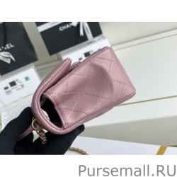 Wholesale Grained Calfskin Mini Flap Bag with Top Handle AS2431 Pink