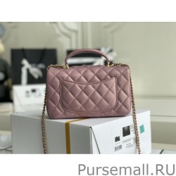 Wholesale Grained Calfskin Mini Flap Bag with Top Handle AS2431 Pink