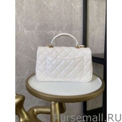 Wholesale Grained Calfskin Mini Flap Bag with Top Handle AS2431 White