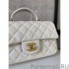 Wholesale Grained Calfskin Mini Flap Bag with Top Handle AS2431 White