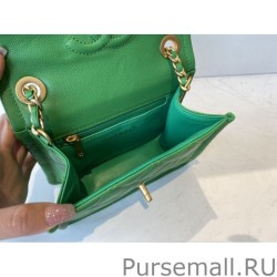 AAA+ Grained Calfskin Mini Square Flap Bag AS2356 Green