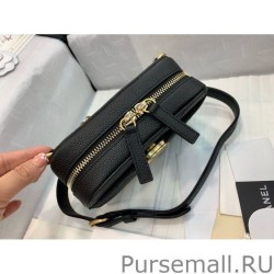 Knockoff Grained Calfskin Waist Bag AS0311 Black