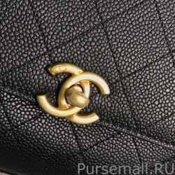 AAA+ Grained Flat Quilted Flap Bag AS0305 Black