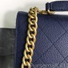 Copy Grained Flat Quilted Flap Bag AS0305 Dark Blue