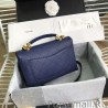 Copy Grained Flat Quilted Flap Bag AS0305 Dark Blue