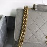 Top Quality Grained Flat Quilted Flap Bag AS0305 Gray