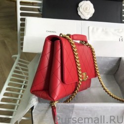 Copy Grained Flat Quilted Flap Bag AS0305 Red