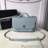 Fashion Grained Flat Quilted Flap Bag Light Blue