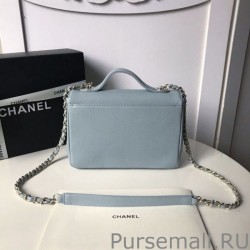 Fashion Grained Flat Quilted Flap Bag Light Blue