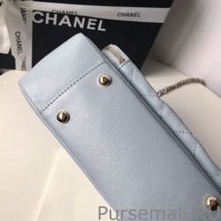 Fashion Grained Flat Quilted Flap Bag Light Blue