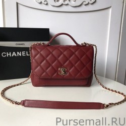 High Grained Quilted Flap Bag Claret