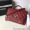 High Grained Quilted Flap Bag Claret