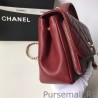 High Grained Quilted Flap Bag Claret