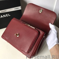 High Grained Quilted Flap Bag Claret