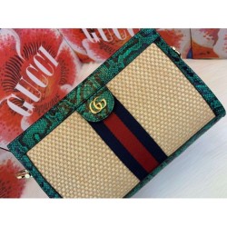 High Quality Ophidia Straw Small Shoulder Bag 503879 Green