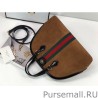 Wholesale Ophidia GG Medium Top Handle Bag 524533 Suede Leather Brown