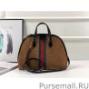 Wholesale Ophidia GG Medium Top Handle Bag 524533 Suede Leather Brown