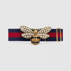 Fashion Web belt with bee blue-red 453277