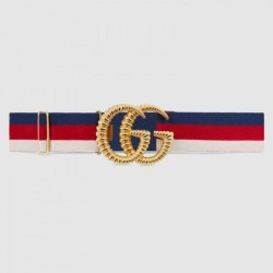 Fashion Web elastic belt with torchon Double G buckle 524101