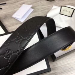 High Quality Signature Men Belt With G Buckle Black 411924 Black Hardware