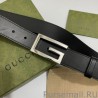 Replica Reversible belt with Square G buckle 626974 Black Silver