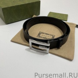 Replica Reversible belt with Square G buckle 626974 Black Silver