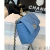 Cheap Large 19 Wool Tweed Flap Bag AS1162 AS1160 Blue