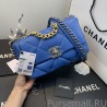 Wholesale Large 19 Wool Tweed Flap Bag AS1162 AS1160 Blue