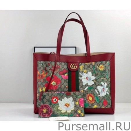 UK Ophidia GG Flora Medium Tote Bag 547947 Red