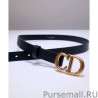 Luxury Christian Dior Saddle Calfskin Belt Black