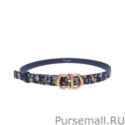 Designer Christian Dior Saddle Dior Oblique Belt Dark Blue