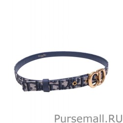 Designer Christian Dior Saddle Dior Oblique Belt Dark Blue