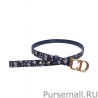 Designer Christian Dior Saddle Dior Oblique Belt Dark Blue