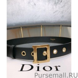 Inspired Christian Dior Women Diorquake Calfskin Belt Black