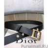 Inspired Christian Dior Women Diorquake Calfskin Belt Black