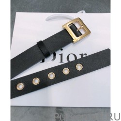 Inspired Christian Dior Women Diorquake Calfskin Belt Black