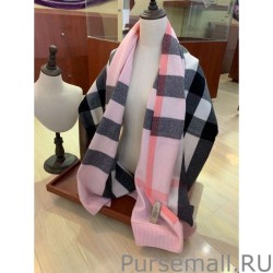 Knockoff Burberry classic large Check cashmere Shawl 60 x 180 Pink