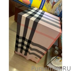 Knockoff Burberry classic large Check cashmere Shawl 60 x 180 Pink