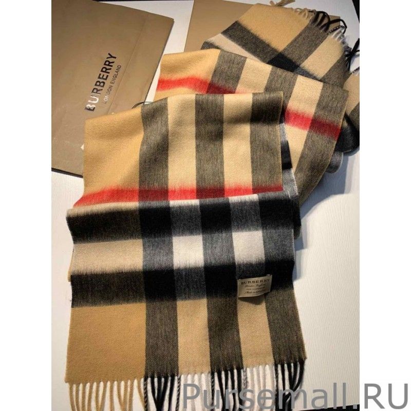 Replica Burberry Classic Medium Check Cashmere Shawl 40 x 180