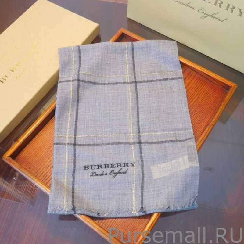 Inspired Burberry Lurex Thread Color Block Check Cashmere Scarf 90 x 200