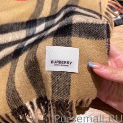 Top Burberry Double-sided Letter Logo Check Cashmere Wool Shawl 30 x 180 Brown