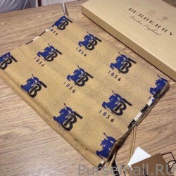 Wholesale Burberry Double-sided Letter Logo Check Cashmere Wool Shawl 30 x 180 Brown