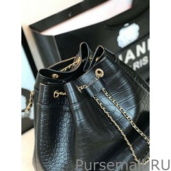 1:1 Mirror Large Croc Embossed Backpack AS0800 Black