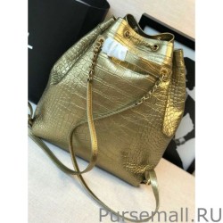 Replicas Large Croc Embossed Backpack AS0800 Gold